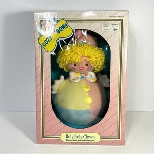 Vtg Roly Poly Clown Rattle Plush Toy 10